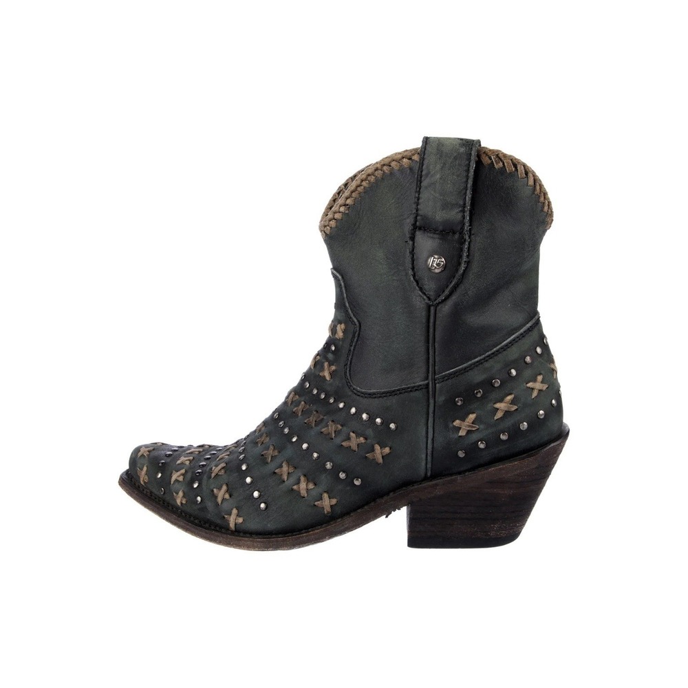 Liberty Black Womens Leather Ankle Boots Womens Size 9 Studded Side Zip